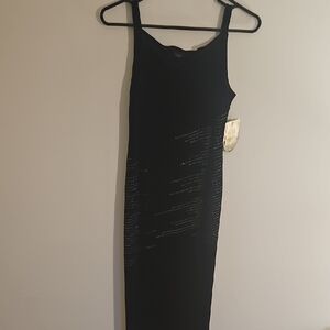 Retro Chic Black Maxi Dress with Sparkling Accents